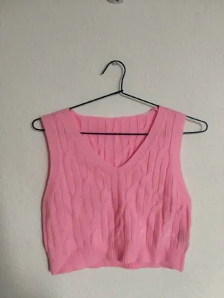Chaleco de punto rosa
