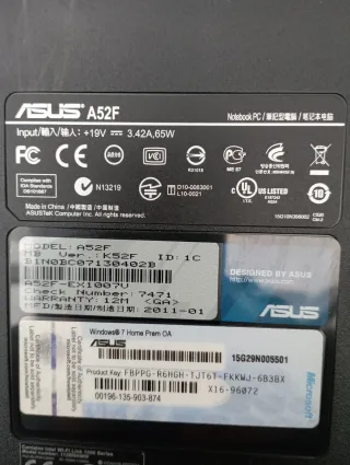 Ordenador portátil Asus A52F. Buen estado