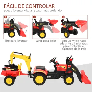 Tractor de pedales con pala y excavadora