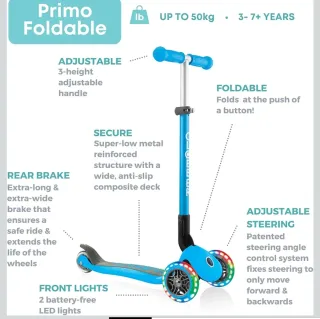 Patinete Globber 3 ruedas luces LED color azul