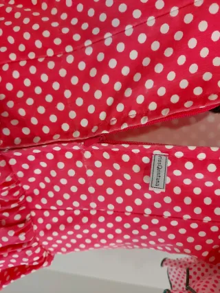 Vestido flamenca niña rosa lunares blancos