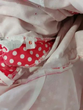 Vestido flamenca niña rosa lunares blancos