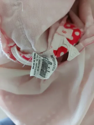 Vestido flamenca niña rosa lunares blancos