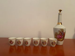 Conjunto Botella y 6 Vasos Chupito Porcelana