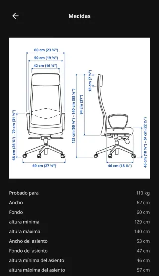 Silla de Oficina Markus Ikea gris oscuro