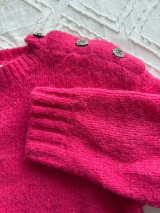 Jersey fucsia punto grueso botones joya