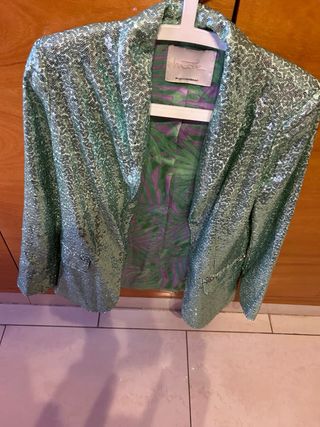 Blazer Lola Casademunt lentejuelas verde Talla S/M