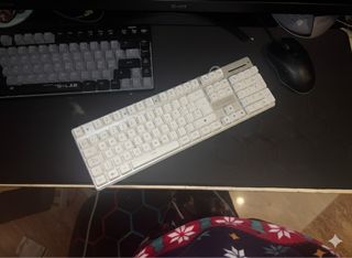 Teclado Blanco y Plata Cuidado