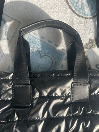 Borsa nera tessuto ed ecopelle