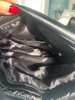 Borsa nera tessuto ed ecopelle