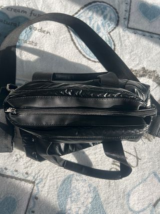 Borsa nera tessuto ed ecopelle