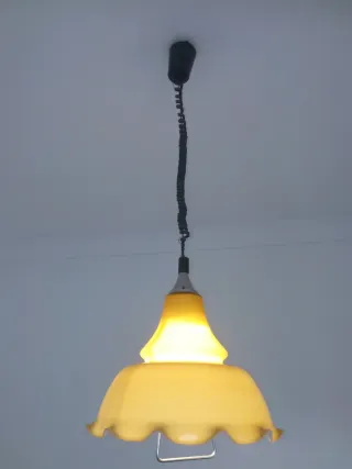 Lámpara Techo Vintage Opalina Cristal Metal