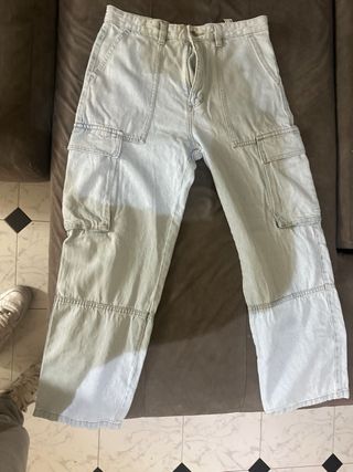 Pantalón cargo ancho Pull&Bear azul