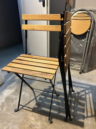 2x Sillas de jardín plegables madera y metal