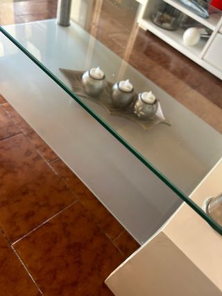 Mesa de centro cristal y metal