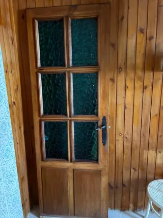 2 Puertas Madera Maciza con Cristal