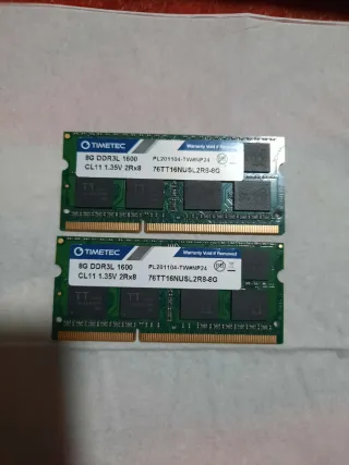 2x 8GB DDR3 SODIMM RAM para portátil