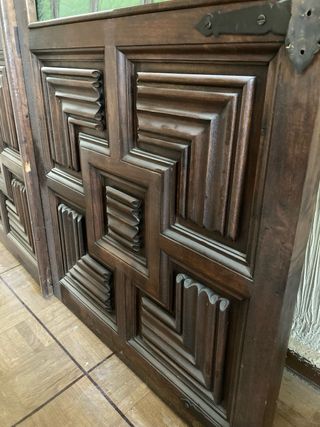 Puertas Dobles Madera Maciza con Vidrieras