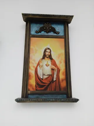 Retablo de madera con imagen de Jesús