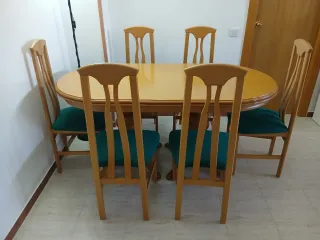 Mesa roble y 6 sillas roble