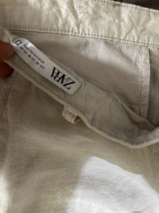 Pantalones Lino Zara Talla L Beige