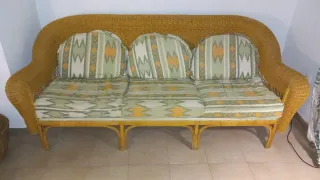 Sofá de mimbre 3 plazas