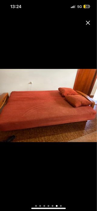 Sofá Cama Madera y Tela