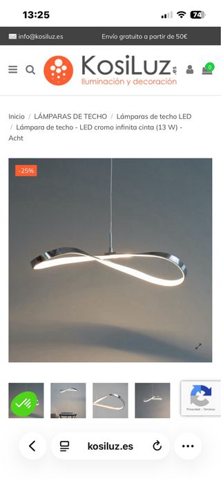 Lámpara Techo LED Cromo Infinito