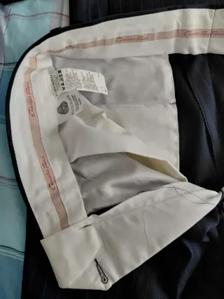 Traje de chaqueta de rayas azul marino hombre