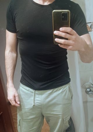 Camiseta Zara Negra Básica Hombre