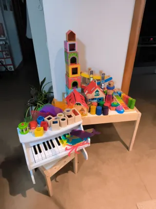 Lote Juguetes Madera Bloques Piano