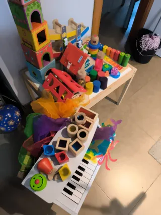 Lote Juguetes Madera Bloques Piano