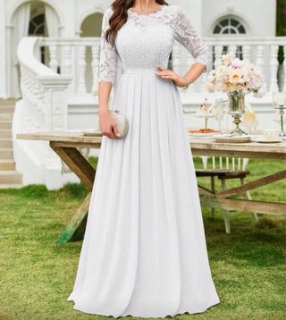 Vestido de Novia Encaje Manga Larga