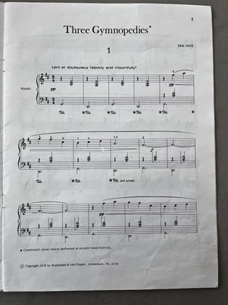 Partituras Erik Satie -  Three Gymnopédies