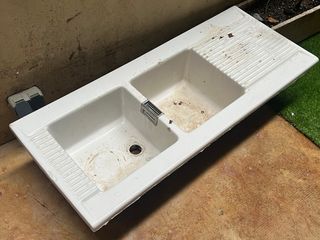 Fregadero doble porcelana antiguo