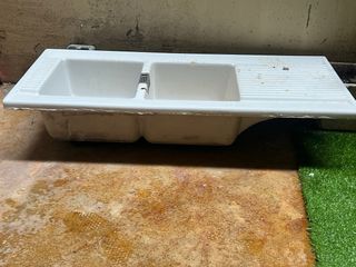 Fregadero doble porcelana antiguo