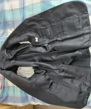 Traje de chaqueta azul hombre.