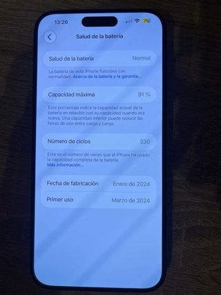 iPhone 15 Pro Max 256GB Negro Bateria 91%