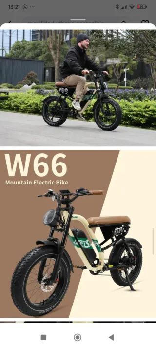 Bicicleta Eléctrica Onesport W66 Café Racer