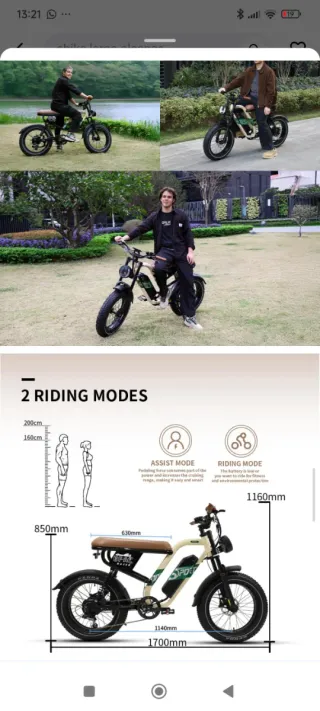 Bicicleta Eléctrica Onesport W66 Café Racer