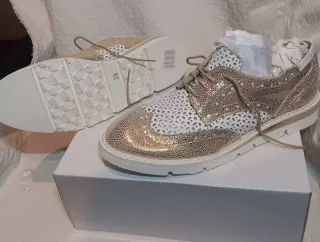 Zapatillas Letizia Ferrari Oro Blanco T.39