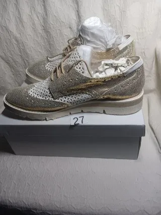 Zapatillas Letizia Ferrari Oro Blanco T.39