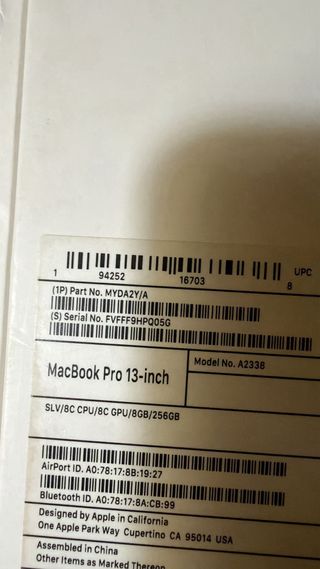 MacBook Pro M1 256GB Plata