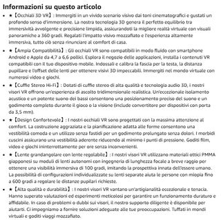 Visore VR SHINECON Occhiali Realtà Virtuale 3D