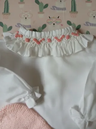 Capota y camisa bebé hecho a mano 1-3 meses
