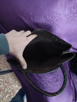 Bolso tote ante marrón y cuero