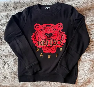 Sudadera Kenzo Negra con Tigre Rojo
