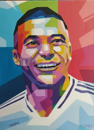 Cuadro al óleo Mbappé