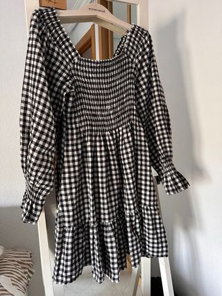 Vestido cuadros vichy negro y blanco