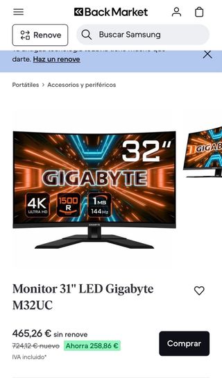 Monitor Gigabyte M32UC Curvo 32
